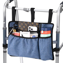 Walker Bag with Cup Holder, Waterproof Organizer Basket for Folding Walkers with Large Capacity, Blue
