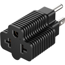 Oiriúntóir Lanna T 4-in-1 15Amp go 20Amp - Oiriúntóir Cumhachta 5-15P go 5-20R, 6-15R, 6-20R