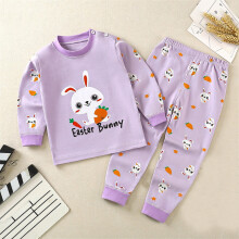 Pijama de manga comprida para bebês e crianças pequenas, estampa de coelho, conjunto de 2 peças para tamanhos de 18 a 24 meses. 50% de desconto.
