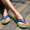 Men's summer beach flip flops green size 10 5