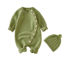 Lulshou Unisex-Baby-Strampler mit Mütze – einfarbiger Jumpsuit, geeignet für Neugeborene bis 24 Monate