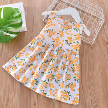 Vestido de verão para bebês meninas, sem mangas, fofo e leve, ideal para bebês de 2 a 7 anos (menores de 5 anos).