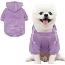 Abrigo de invierno para perros con bolsillo, sudadera con capucha abrigada para cachorros, ropa para perros pequeños Chihuahua (morado, XX-Small)