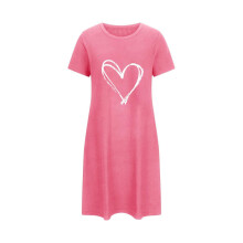 Camicia da notte da donna per San Valentino con stampa a cuori e fiocco, in seta di latte – Taglie forti 3XL-5XL, comodo abito da pigiama, idea