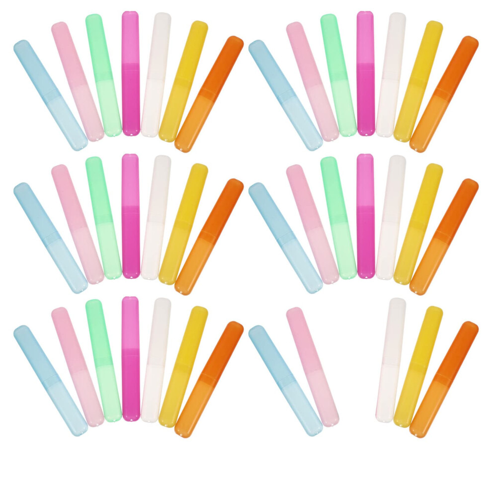 Travel Toothbrush Case with Ventilation Holes, Portable Holder for Secure Storage, 40pcs Frosted