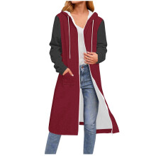Women's Color Block Hoodie with Zipper, Drawstring & Pockets – Casual Long Sleeve Sweatshirt, Compatible with Daily Wear