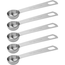 Conjunto de 5 colheres medidoras individuais de 1/2 colher de chá (1/6 colher de sopa, 2,5 ml), em aço inoxidável.