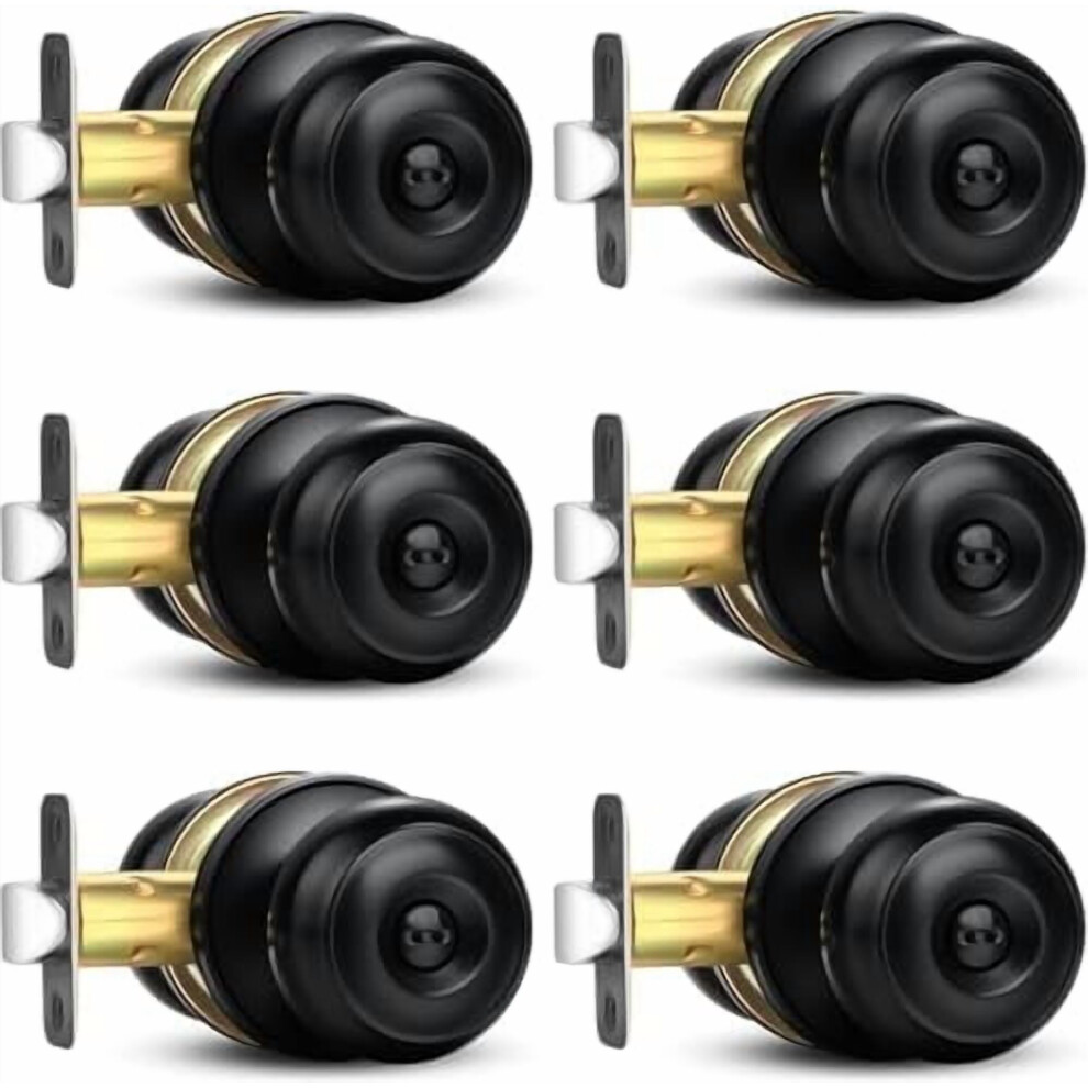 6-Pack Matte Black Privacy Door Knobs, Keyless Interior/Exterior Lockset, Compatible With Standard Doors 9399596519746