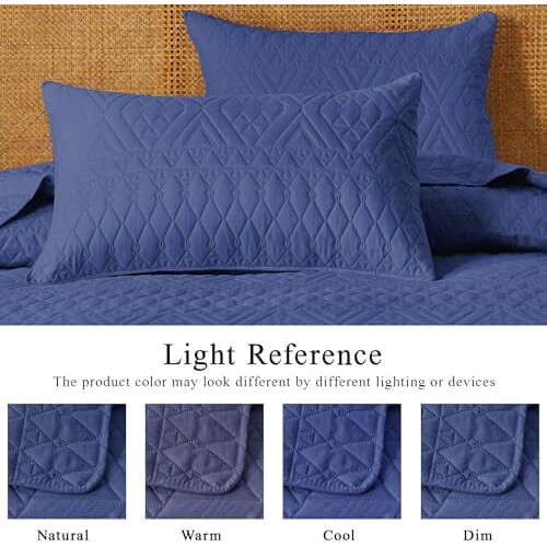 Navy Blue Microfiber Quilt Set Twin Size 2-Piece 2