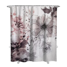 Cortinas de ducha con estampado floral de tinta, estilo rústico, para baño, juego de cortinas de ducha de tela impermeable con 12 ganchos, 72  84