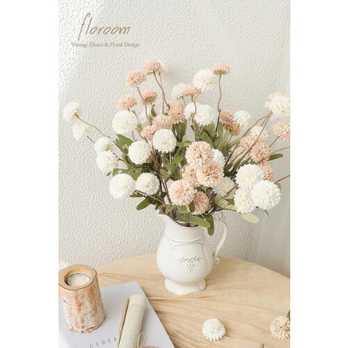 Floroom5 τεμάχια Μπεζ Μαμάδες από Ψεύτικο Μετάξι – Μίνι Χρυσάνθεμα σε Χύμα με 1
