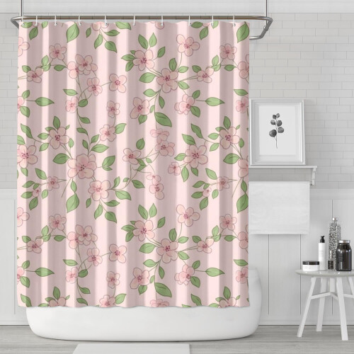 Cortina de chuveiro com estampa floral, 84x72 polegadas, com 12 ganchos.