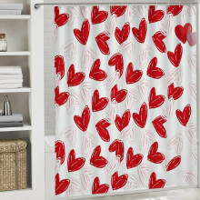 Cortina de ducha adorable para el Día de San Valentín con corazones rosas y rojos, juego de cortina de ducha para baño con ganchos, 72x72 pulgadas.