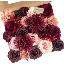 Confezione da 19 bouquet di rose artificiali rosa - Decorazioni fai da te per matrimoni/feste, adatte per addio al nubilato, centrotavola, casa e