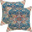Μαξιλαροθήκες Boho 16x16, Σετ 2 τεμαχίων, Έθνικ σχέδιο από λινό, Μπλε κόκκινο μοτίβο 1