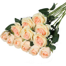 Boeket van 12 kunstmatige zijden bloemen, realistische rozen met lange stelen, voor thuis, bruiloftsdecoratie en feestjes (Zwart-1)