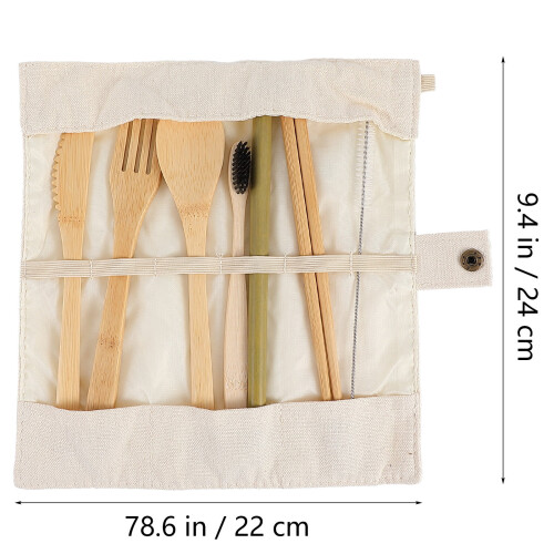 Silverware Countertop Bamboo Cutlery Set Travel Tableware 1