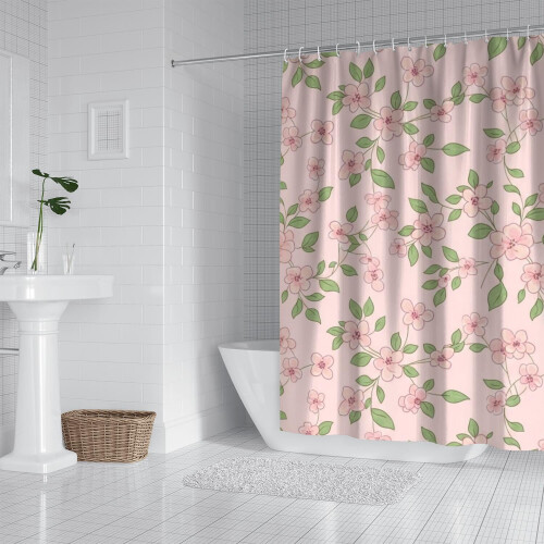 Cortina de chuveiro com estampa floral, 84x72 polegadas, com 12 ganchos. 1