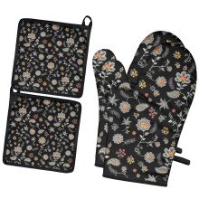 Ovenwantenset met bloemenprint, 7,7 x 12 inch, 2 stuks