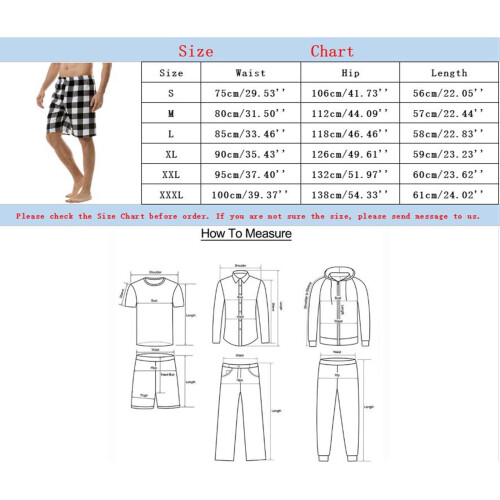 Plus Size Καλοκαιρινά Casual Σορτς για Άνδρες, Ανδρικά Μοντέρνα Απλή Καρό Ελαστική Μέση 2