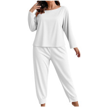 Women's Plus Size Pajama Set Long Sleeve2-Piece Lounge Wear Set Soft Comfortable Sleepwear Solid Color Relaxed Fit Pajamas for Women XL-5XL