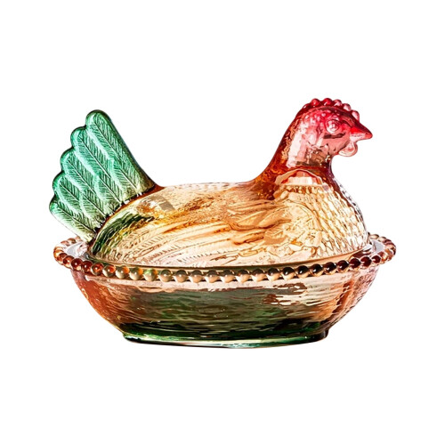 Chicken-Shaped Glass Candy Jar with Lid 2