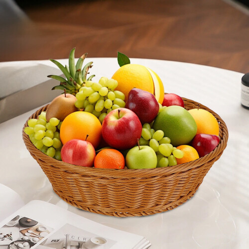 Plastic Imitation Rattan Storage Basket – 30x30x9cm