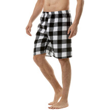 Pantalones cortos casuales de verano de talla grande para hombre, pantalones cortos de pijama de franela con cintura elástica y estampado a cuadros