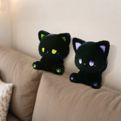 Peluche chat noire avec détails violets, 15 cm 1