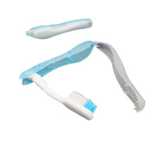 Travel Folding Toothbrush with Protective Case Compact Ergonomic Brush for Camping Hiking Work School Light Blue