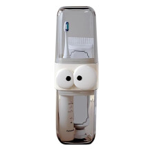 Travel Toothbrush Holder with Cartoon Eye Design, Dual Compartments and DustProof Cover for Camping