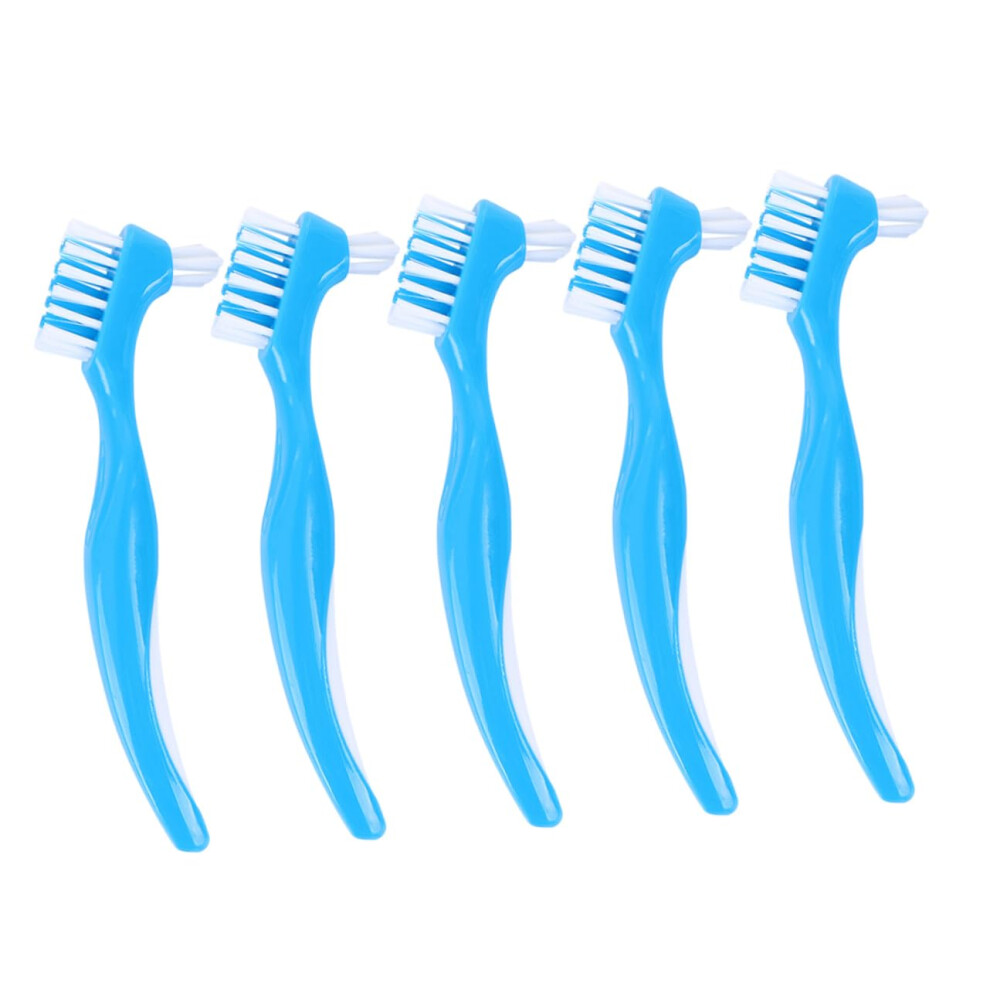 5pcs Toothbrush for Dentures Dual Sided Bristles Ergonomic Handle Soft and Firm Denture Brush