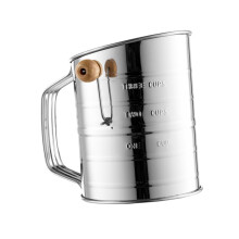 Stainless Steel Flour Sifter with Ergonomic Hand Crank Dense Mesh for Baking Sugar Powder