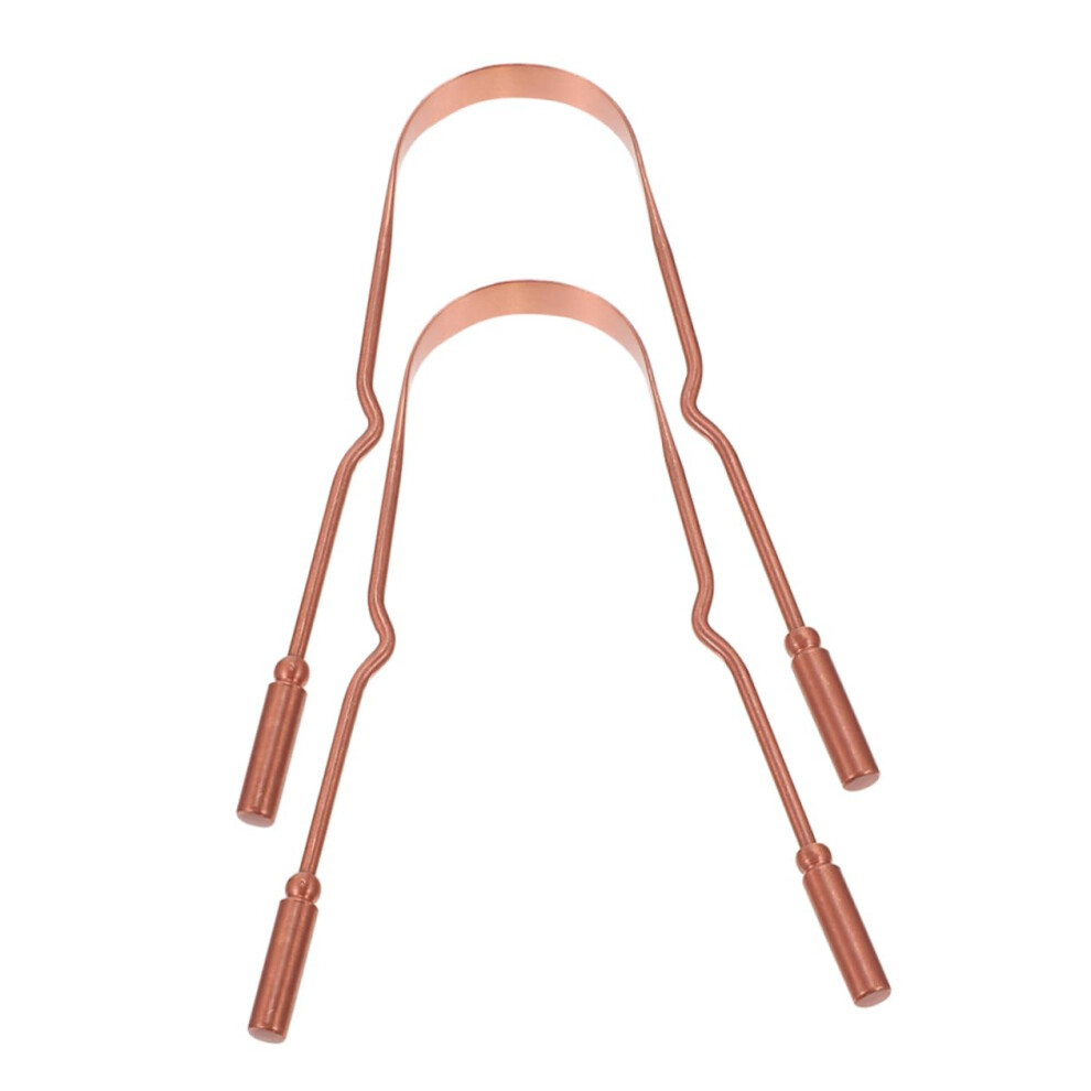 Copper Tongue Scraper 2 Pack with Ergonomic Comfort Grip for Fresh Breath and Gentle Daily Cleaning