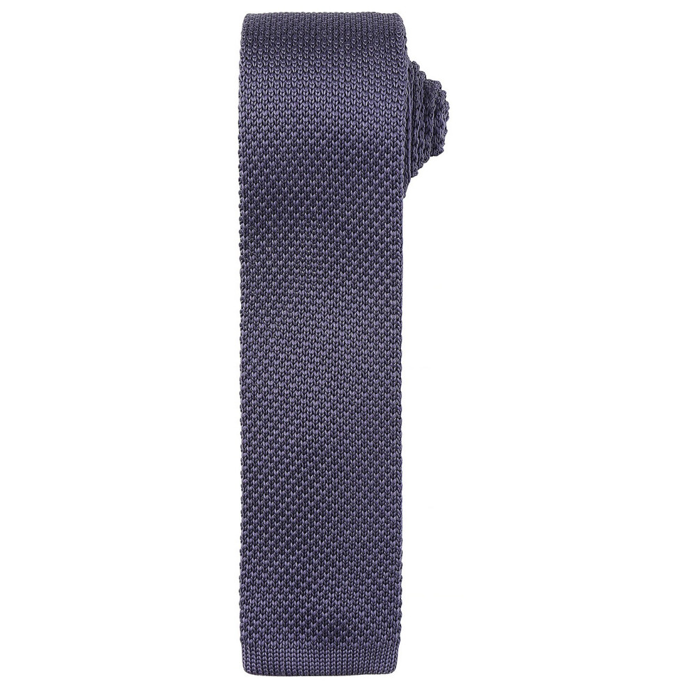 Premier Unisex Dark Grey Slim Knitted Tie In - Image 2