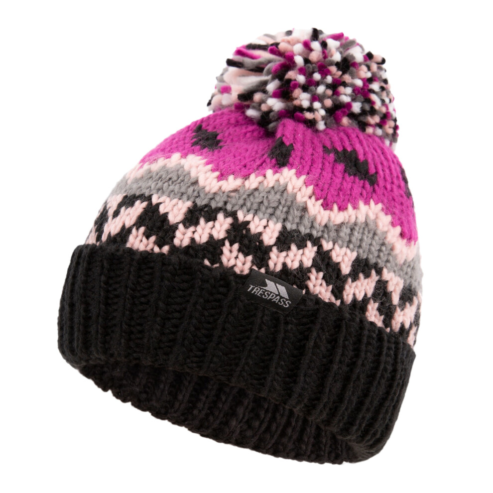 Trespass (5-7 Years, Purple Orchid) Childrens/Kids Twiglet Chunky Knit Fleece Lined Hat