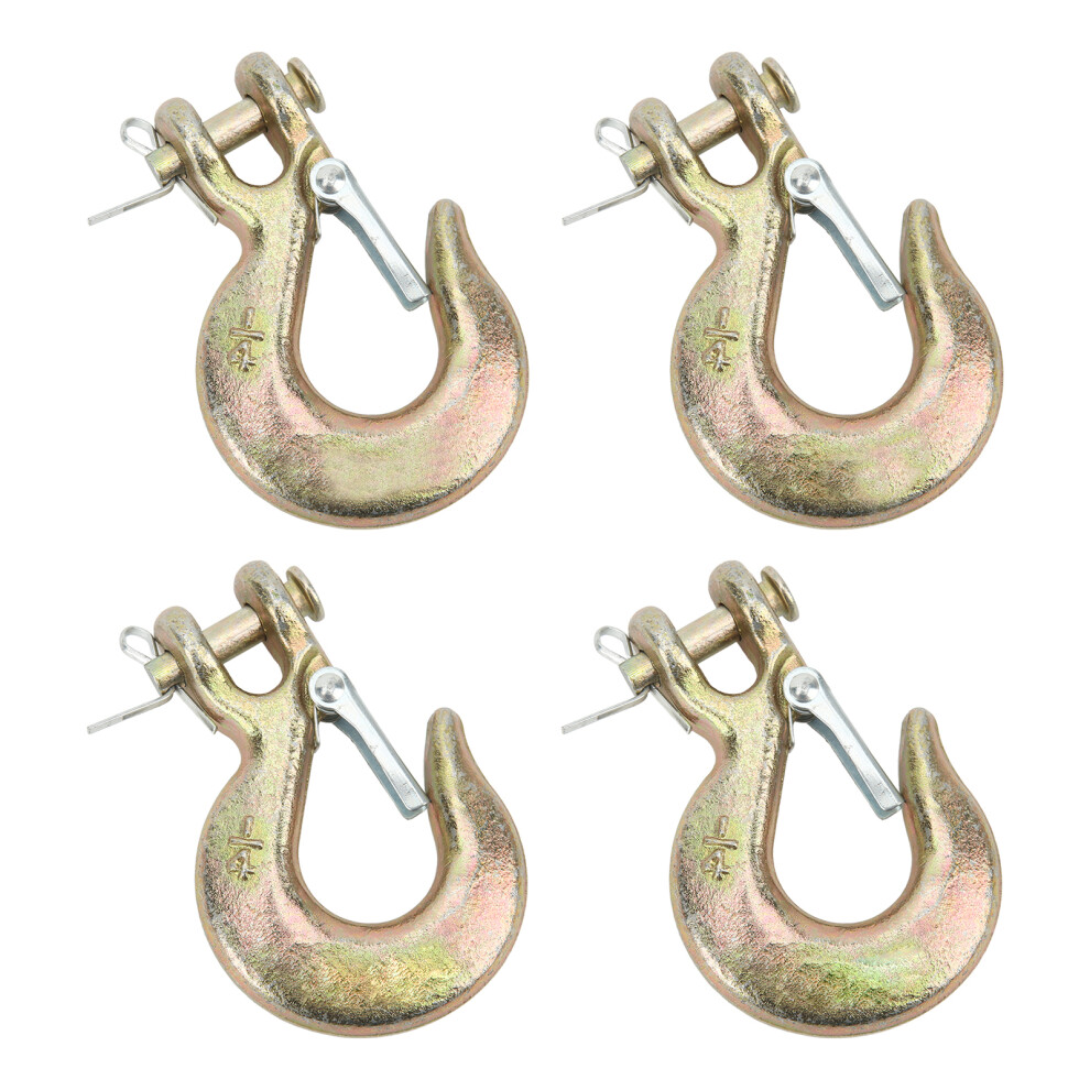 Forged Steel Clevis Hook With Latch Heavy Duty G70rated Chain Hook For Winch Crane Tow Truck Trailer Lifting And Rigging (4Pcs) 9551475364490