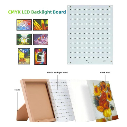 5X for Bambu 3D Printer CMYK Lithophane LED Backlight Board Kit USB C DIY Lithophane Photo Model 2