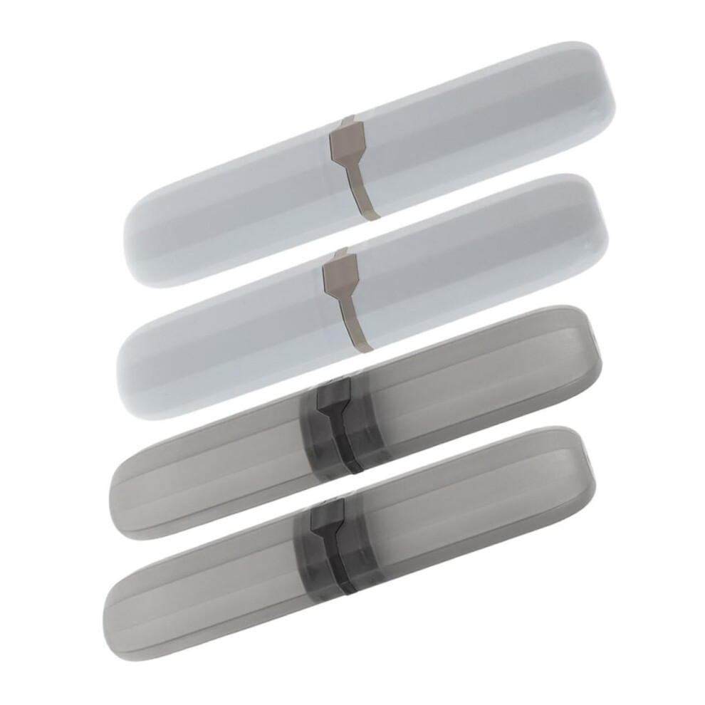 Toothbrush Travel Case Set of 4 Durable Plastic Holders with Lid for School Camping and Daily Use