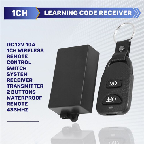 12V 10A 1Ch Wireless Remote Control  System Receiver Transmitter 2 Buttons Waterproof Remote 433Mhz 1