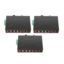3X 5 100M Industrial Network RJ45 Hub Internet Splitter Plug and DIN Rail Type Enhance