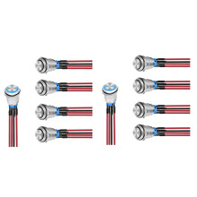 12mm Push Button 10PCS with Pre Wired Harness 12V 24V Self Locking Latching LED Round Waterproof Metal