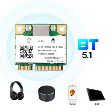 2X Dual Band Pcie RTL8822CE 1200Mbps WiFi-Kaart 5.1 Draadloze Adapter 802.11ac voor Laptop/PC Wind 10/11