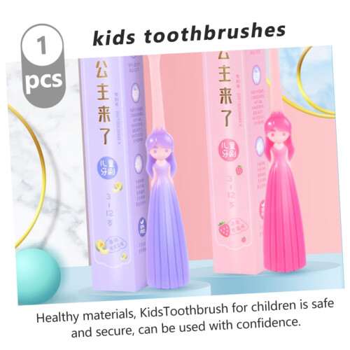 Kids Toothbrush Set Soft Bristle Gentle Clean Cartoon Design Replaceable Head Ergonomic Grip 1