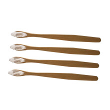 Soft Bristle Toothbrush for Adults with Ergonomic AntiSlip Grip, Eco Friendly Travel Set of 4