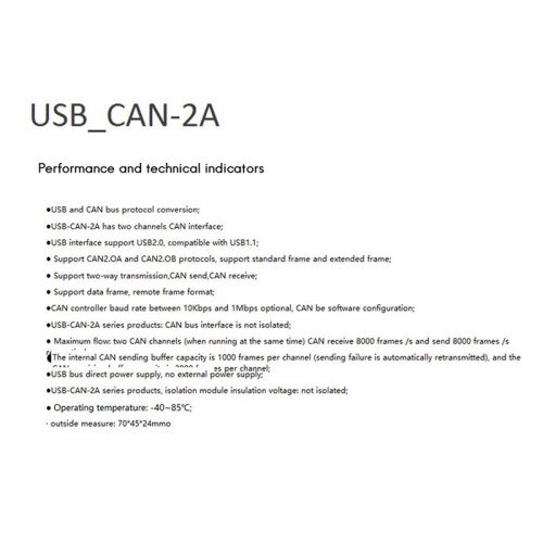 2X CAN Bus Analyzer CANOpenJ1939 USBCAN-2A USB to CAN Adapter Dual Path Compatible ZLG 2