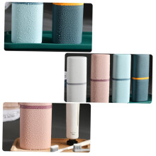 Travel Toothbrush Case Set, Compact Protective 2 in 1 Cup Holder for Home and Travel, Blue and Pink