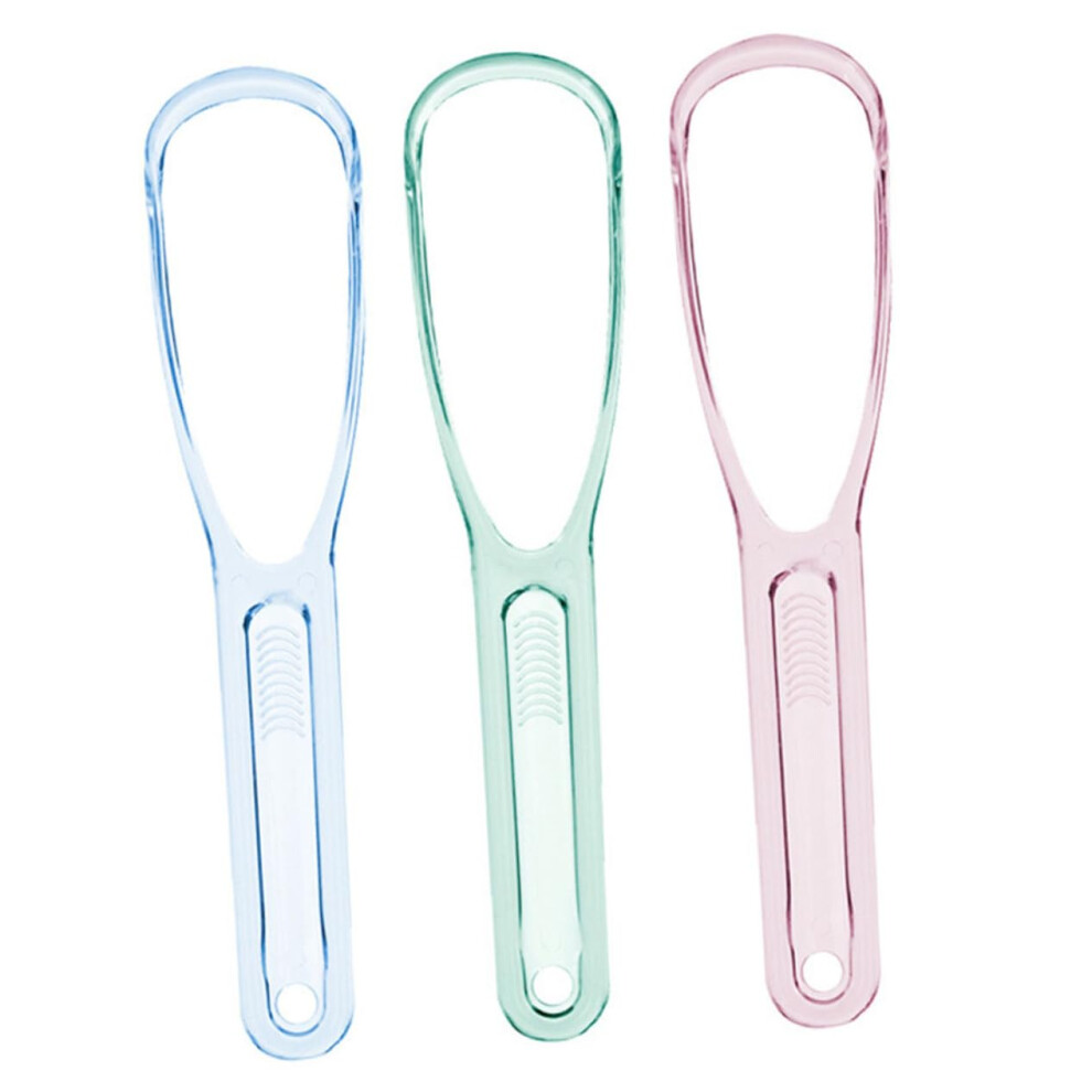 Tongue Scraper Set for Bad Breath Reduction â 3pcs Gentle Plastic Tongue Cleaner for Adults