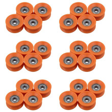 24Pcs 6X30X13mm Plastic Coated Sealed Bearings Steel 606Z Deep U Guide Pulley Rail Rolling Bearing Wheel
