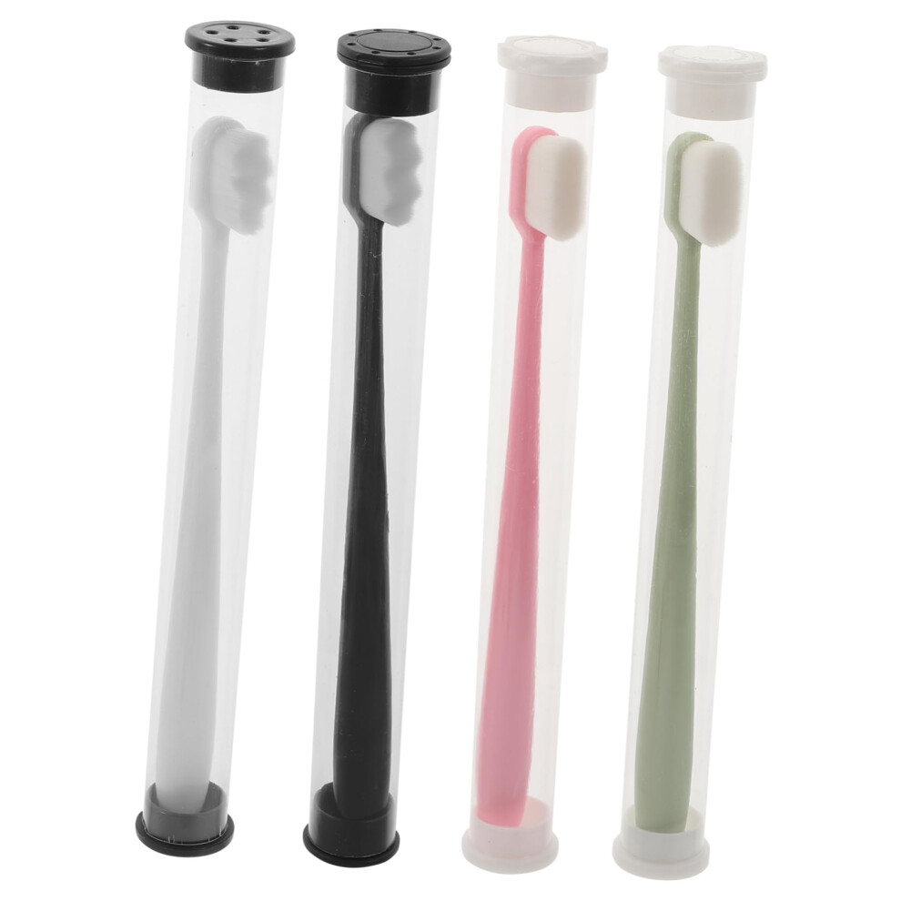 4pcs Travel Toothbrush with Ultra Soft Bristles for Adults Kids Compact Size for Home and Trip